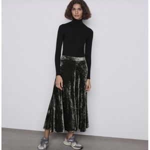 Zara Crushed Velvet Maxi Skirt